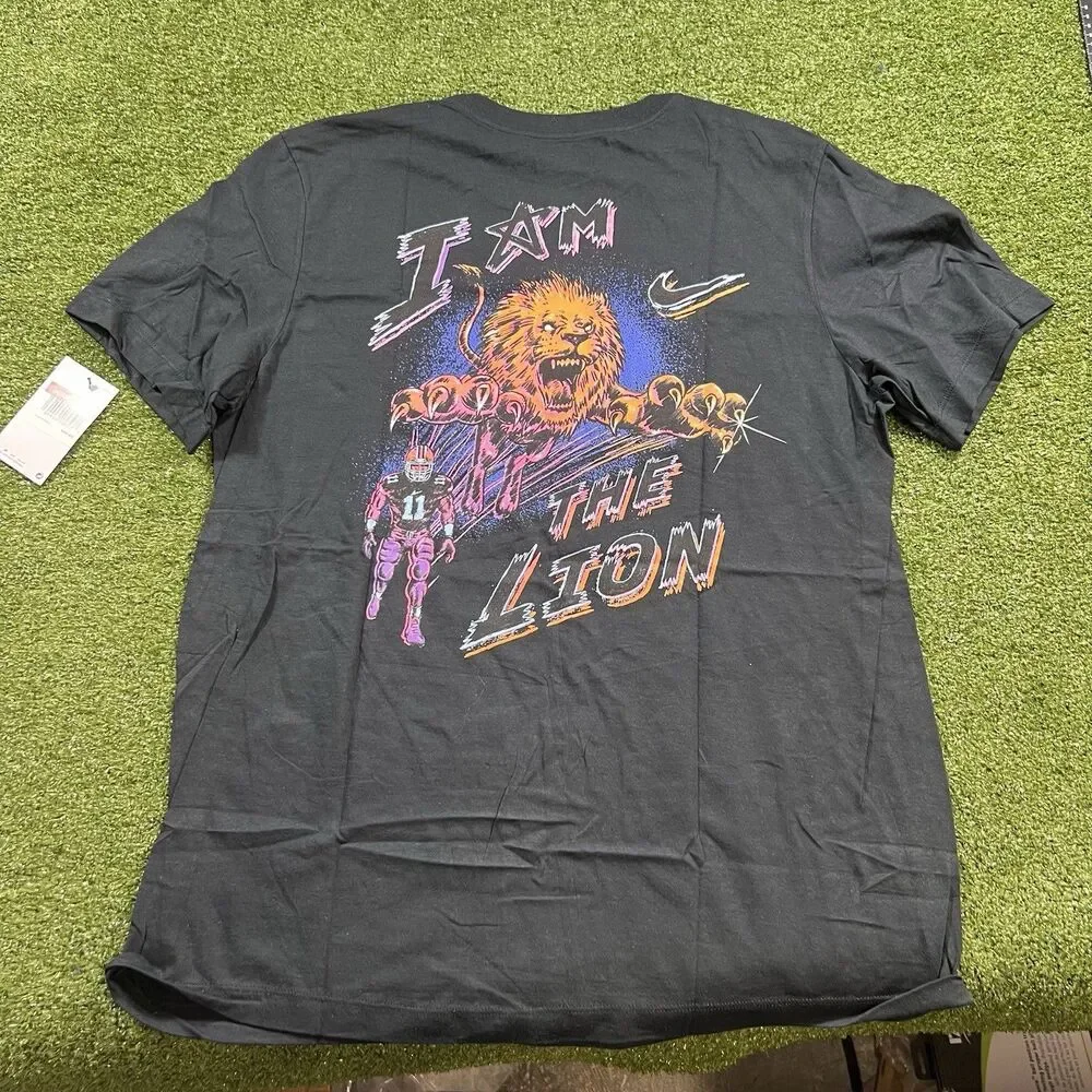 Nike shirt mens L black Micah parsons I am the lion graphic swoosh logo tee